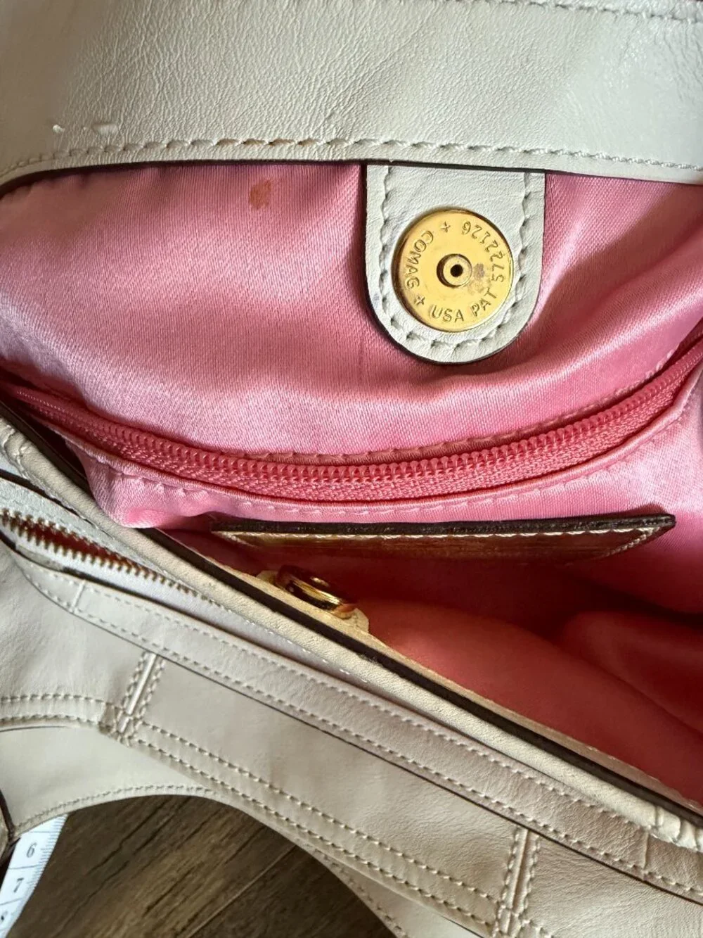 VTG Coach 14336 Madison Maggie Hobo Shoulder bag Gold Tag Ivory Leather Y2K